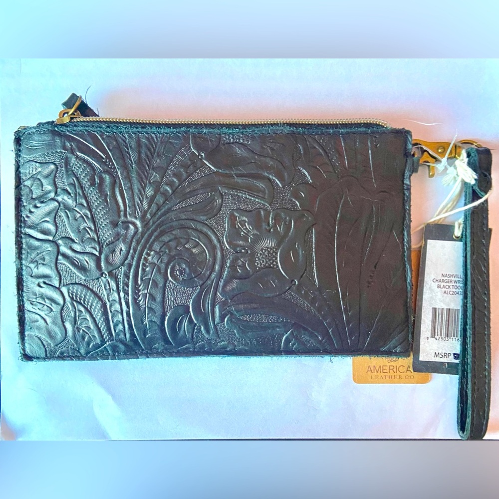 American Leather Co Nashville Essential Power Tooled Leather Charging Wristlet